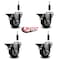 Service Caster 3.5'' Black Poly Swivel 7/8'' Expanding Stem Caster Set with Brake, 4PK SCC-EX20S3514-PPUB-BLK-PLB-78-4 - alternate 3